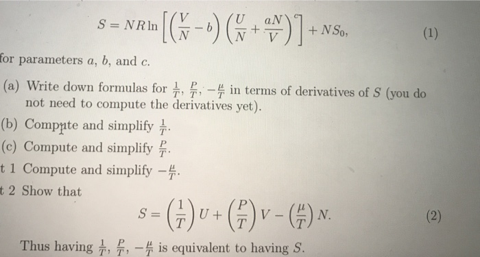 Solved consider a system where the entropy is given by as in | Chegg.com