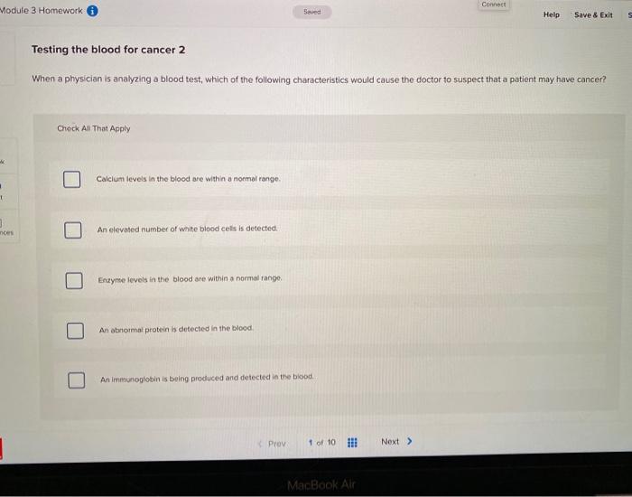 Solved Connect Module 3 Homework Saved Help Save & Exit | Chegg.com