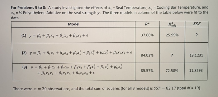 Solved For Problems 5 to 8: A study investigated the effects | Chegg.com