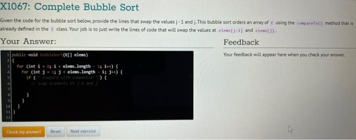 Solved iven the code for the bubble sort below, provide the | Chegg.com