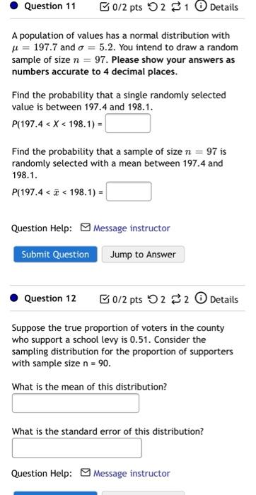 Solved Question 11 B0/2 pts 21 Details A population of | Chegg.com