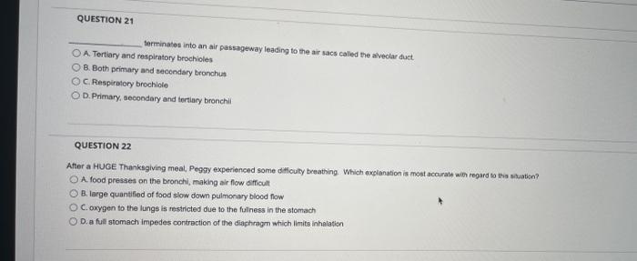 Solved QUESTION 21 terminates into an air passageway leading | Chegg.com