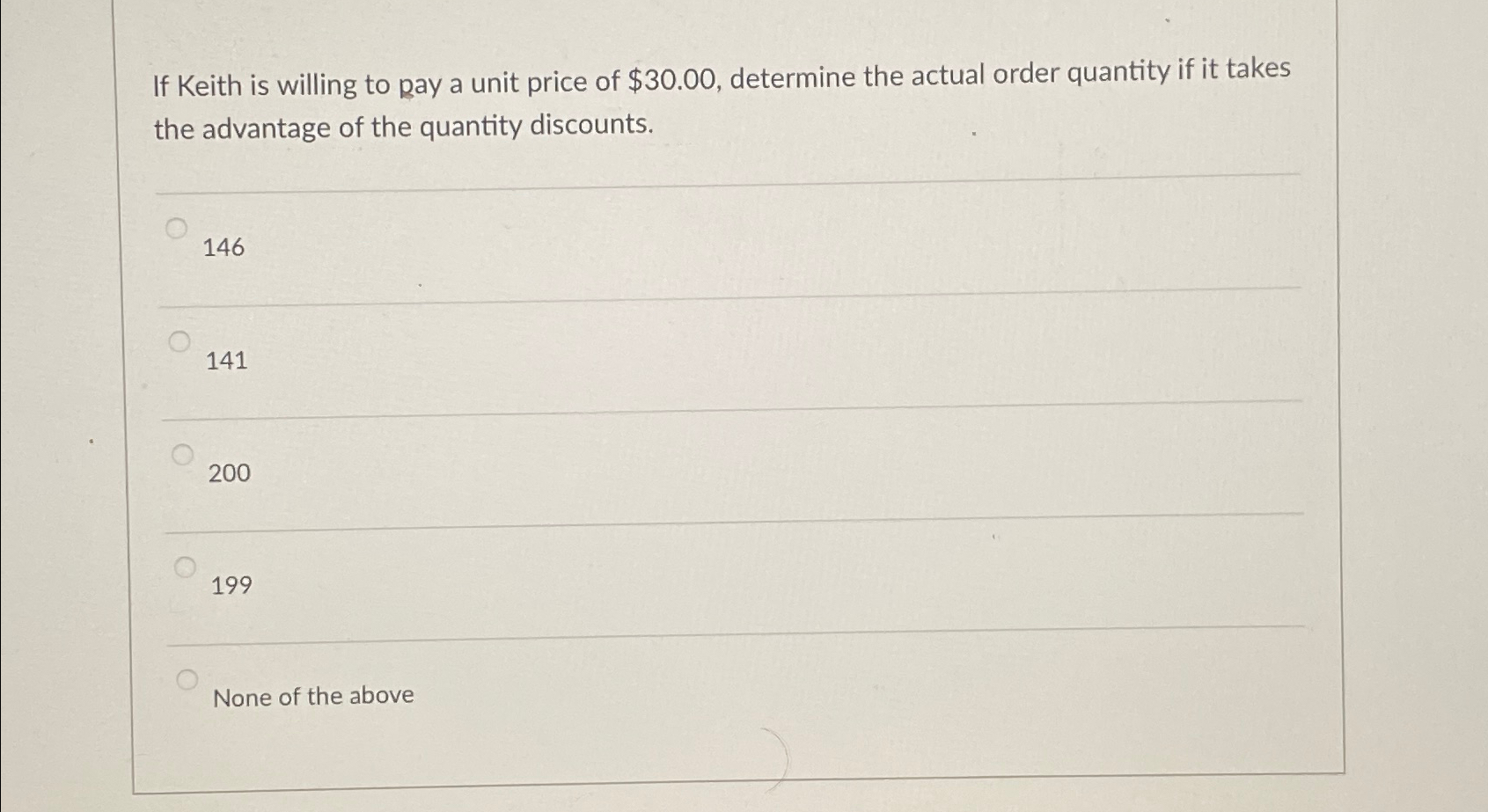 Solved If Keith is willing to pay a unit price of $30.00, | Chegg.com