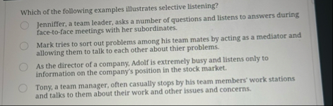 Solved Which of the following examples illustrates selective | Chegg.com