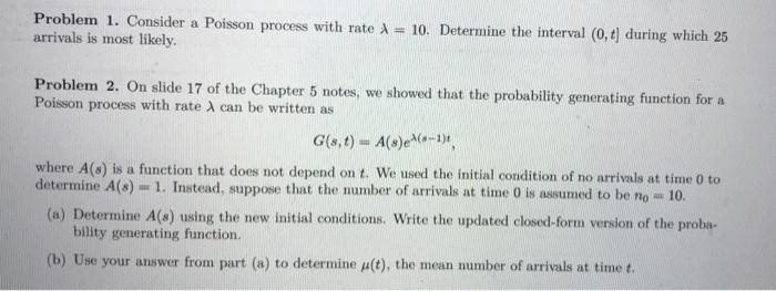 Solved Problem 1. Consider a Poisson process with rate , = | Chegg.com