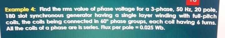 Solved Example 4: Find the rms value of phase voltage for a | Chegg.com