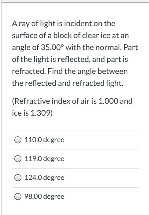 Solved Aray of light is incident on the surface of a block | Chegg.com