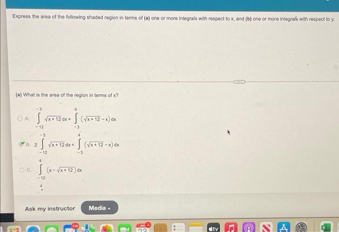 Solved Express the area of the following shaded region in | Chegg.com