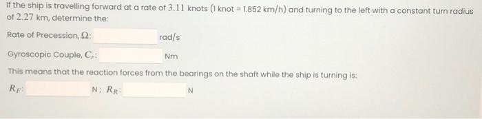 Solved A ship is driven by a turbine held aligned with the | Chegg.com