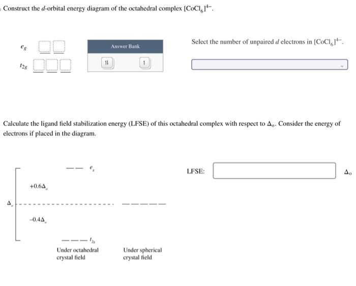 Solved Pls Solve And Explain Construct The D Orbital Ener