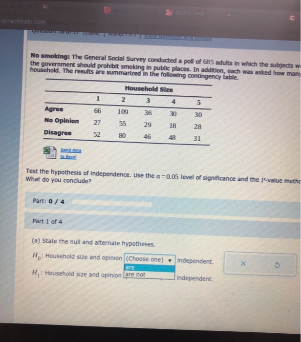 Solved No Smoking The General Social Survey Conducted A Chegg