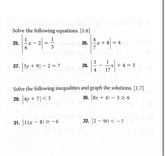 Solved Solve the following equations. (1.6) 1 1 4 25. 2 = | Chegg.com