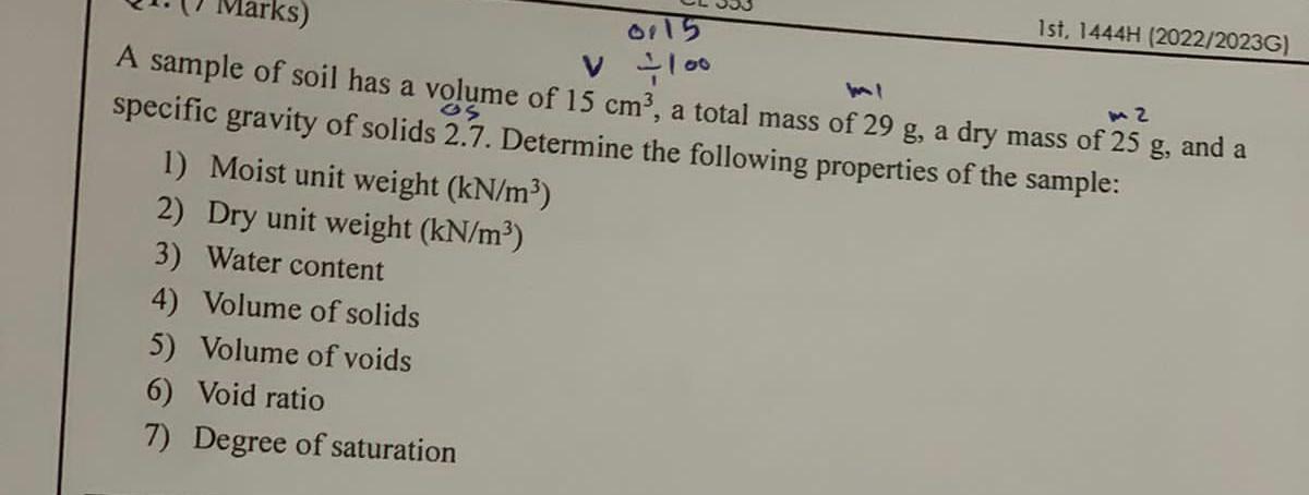 Solved specific gravity of solids 2.7. Determine the | Chegg.com