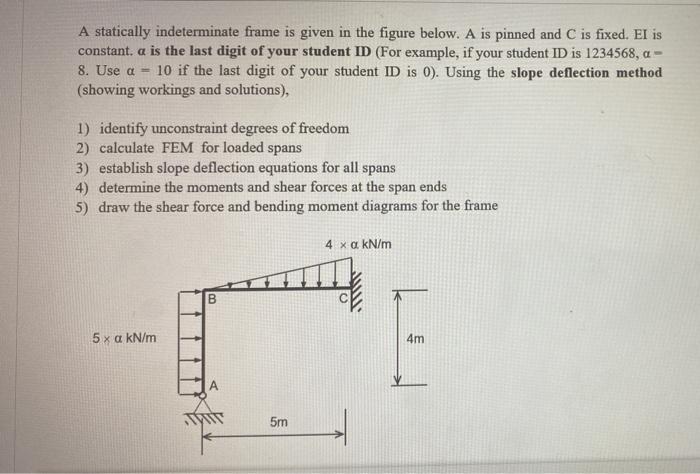 Solved A Statically Indeterminate Frame Is Given In The 