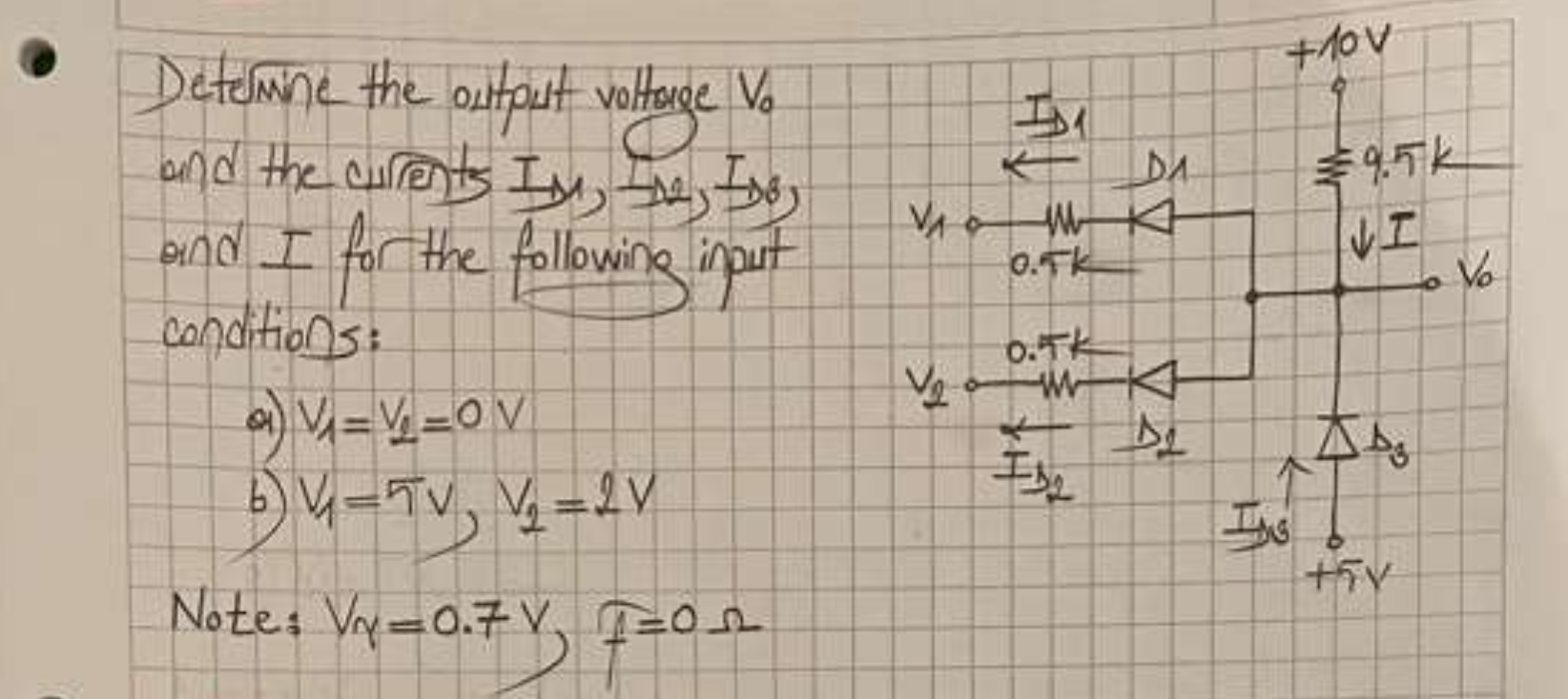 Solved Determine the output voltage V0and the curents | Chegg.com