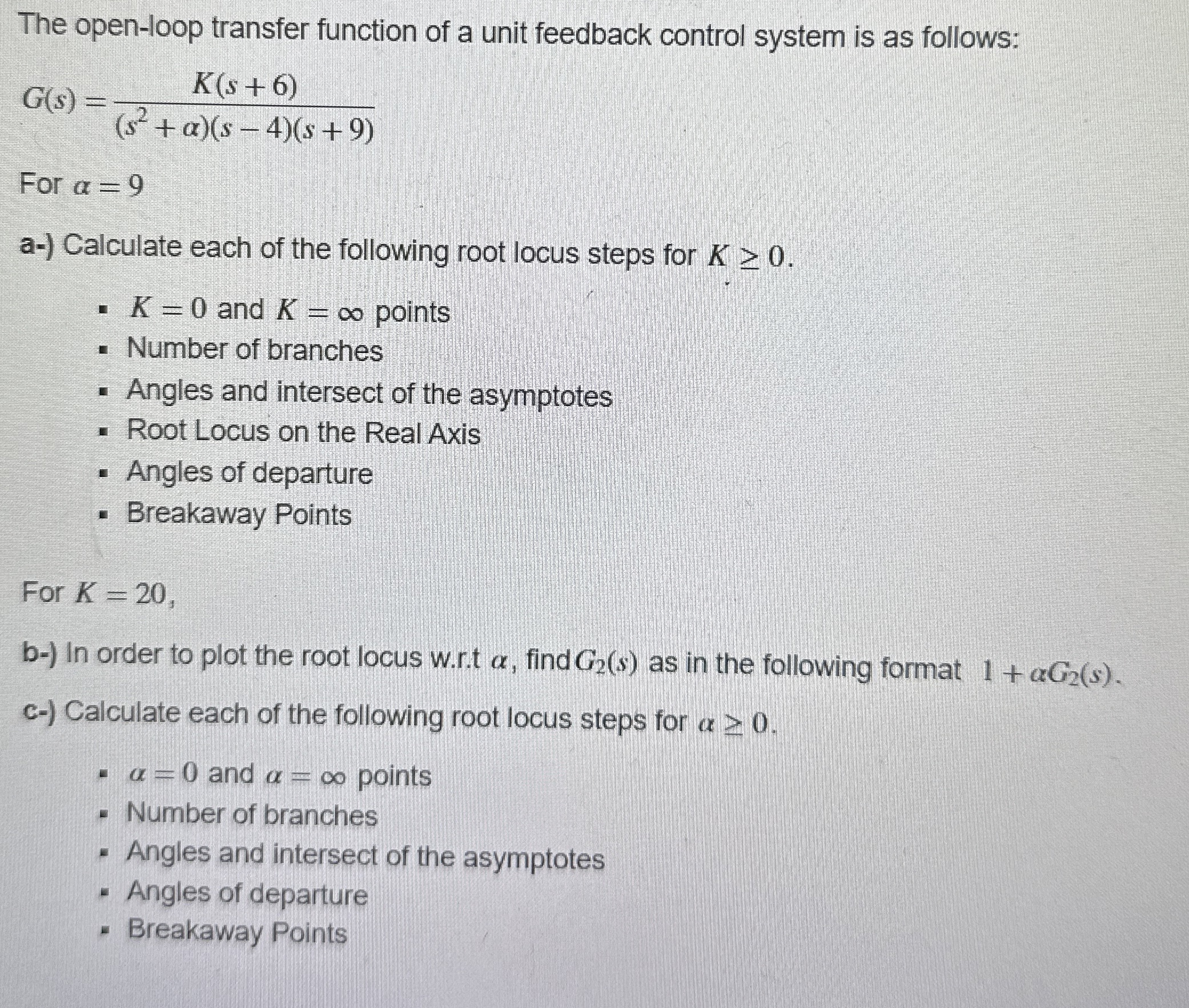 Solved The open-loop transfer function of a unit feedback | Chegg.com