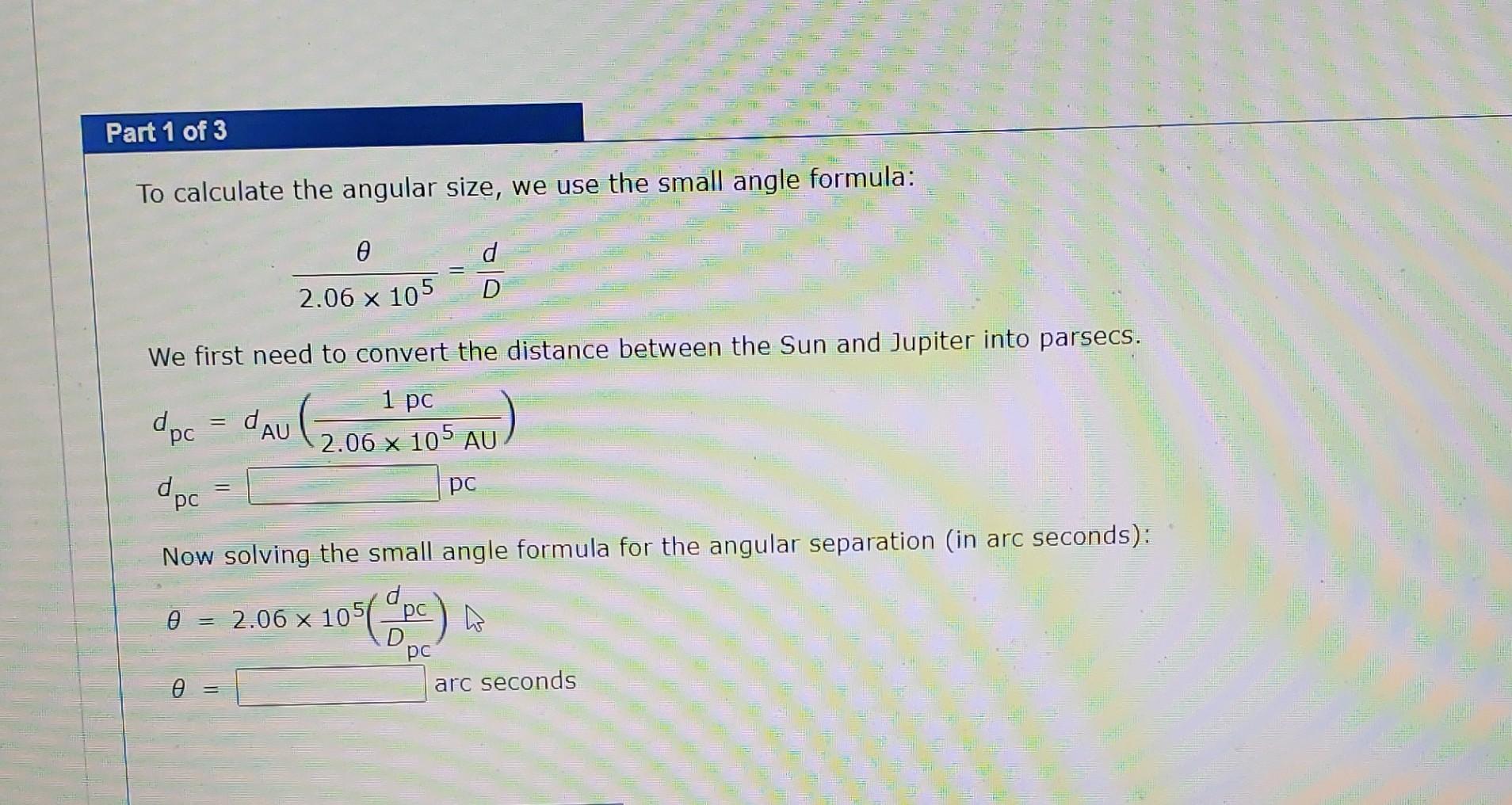 Solved What is the angular separation (in arc seconds) of | Chegg.com