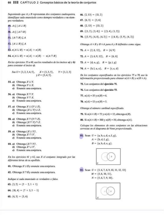 66 III CAPITULO 2 Conceptos básicos de la teoria de conjuntos Fn los elercicios of y 02 , sea \( X \) el eanjunso insegnado p