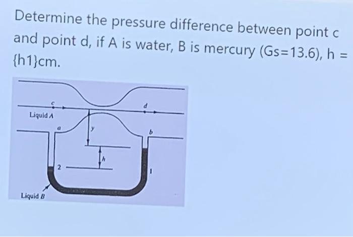 Solved Determine the pressure difference between point c and | Chegg.com