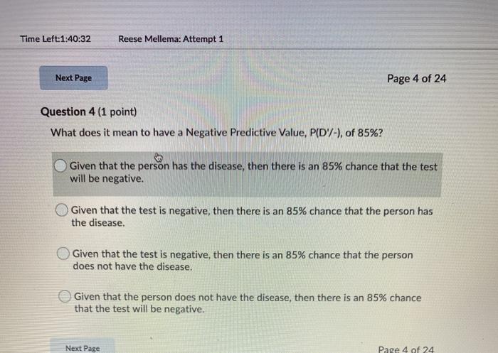 Solved Time Left 1 40 32 Reese Mellema Attempt 1 Next Pa Chegg Com