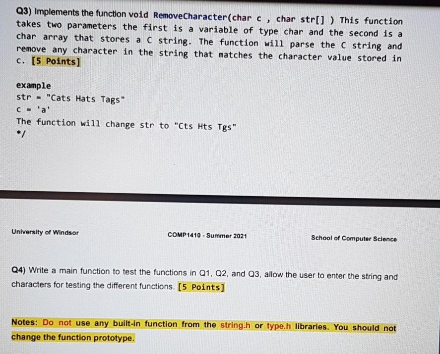 Solved Q1) Implements the function void | Chegg.com