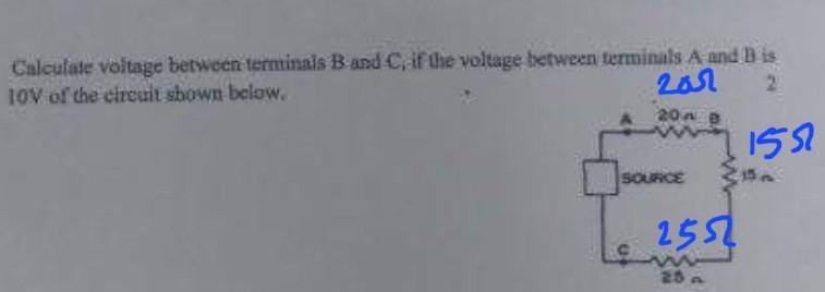 Solved Calculate voltage between terminais B and C, if the | Chegg.com