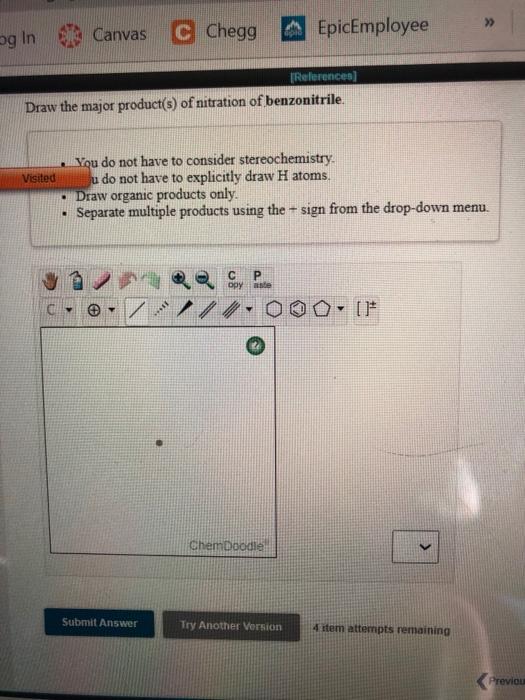 Draw the major product(s) of nitration of