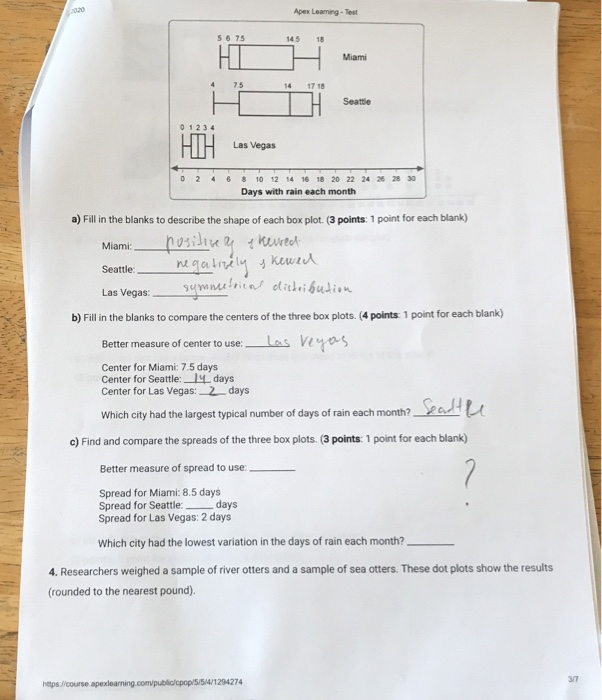Solved 00 Apex Learning - Test 5 6 75 145 18 HI Miami 7.5 14 | Chegg.com