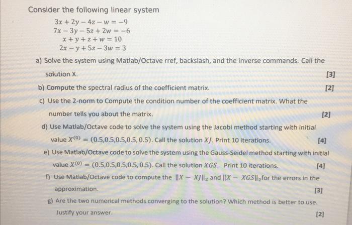 Solved Consider The Following Linear System | Chegg.com