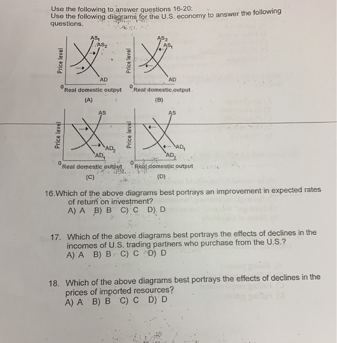 Solved Use the following to answer questions 16-20: Use the | Chegg.com