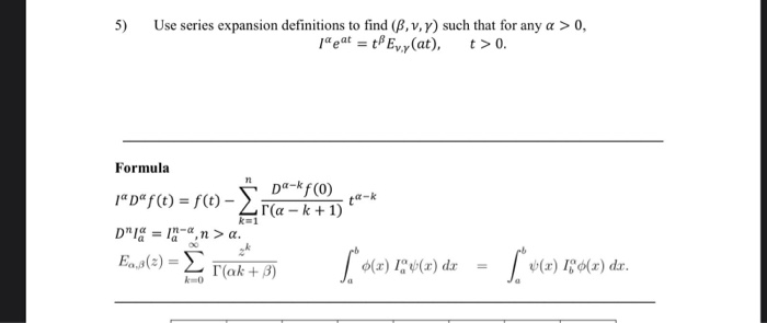 5 Use Series Expansion Definitions To Find B V Y Chegg Com