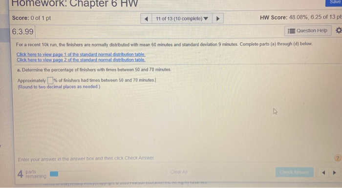 Solved Save Homework: Chapter 6 HW Score: 0 of 1 pt 11 of 13 | Chegg.com