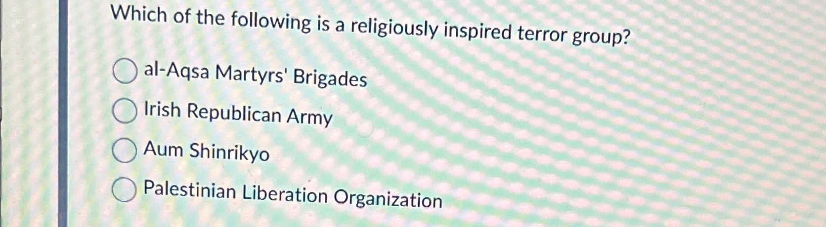 solved-which-of-the-following-is-a-religiously-inspired-chegg