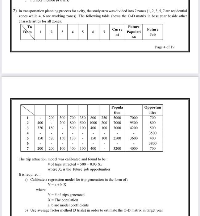 Solved 2 In Transportation Planning Process For A City Chegg Com