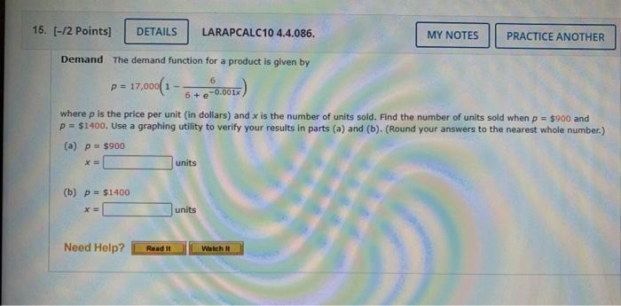 Solved 15. [-12 Points] DETAILS LARAPCALC10 4.4.086. MY | Chegg.com