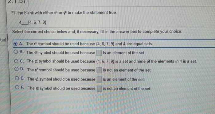 Solved Fill the blank with either e or to make the statement | Chegg.com