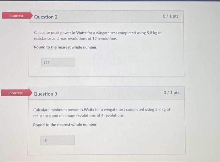 Solved Calculate Peak Power In Watts For A Wingate Test | Chegg.com