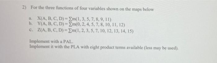 Solved 2) For the three functions of four variables shown on | Chegg.com