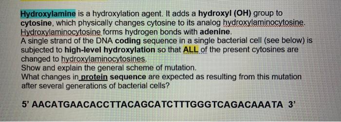 Solved Hydroxylamine is a hydroxylation agent. It adds a | Chegg.com