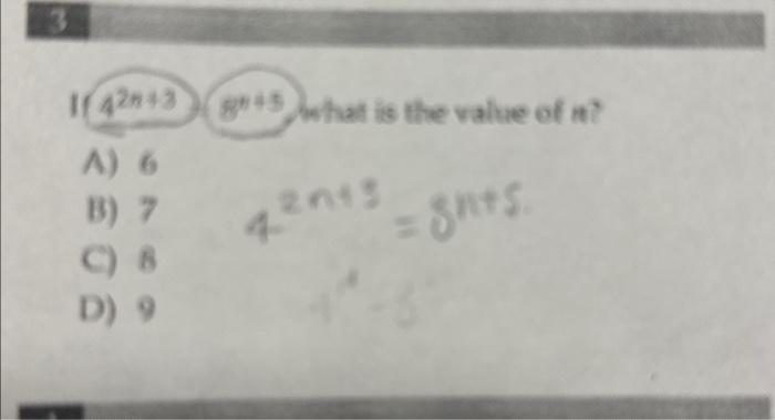 if 4^2n 3=8^n 5 what is the value of n