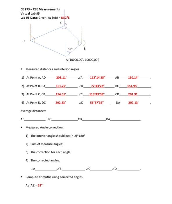 Solved CE 273 - CEE Measurements Virtual Lab #5 Lab #5 Data: | Chegg.com