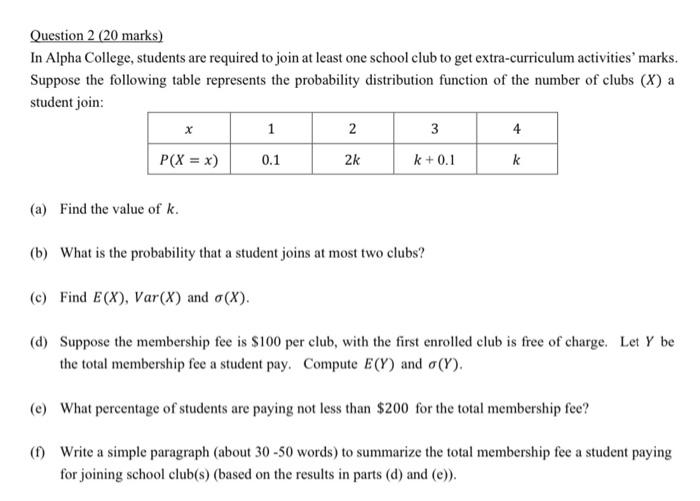 Solved Question 1 (10 marks) In an international school, | Chegg.com