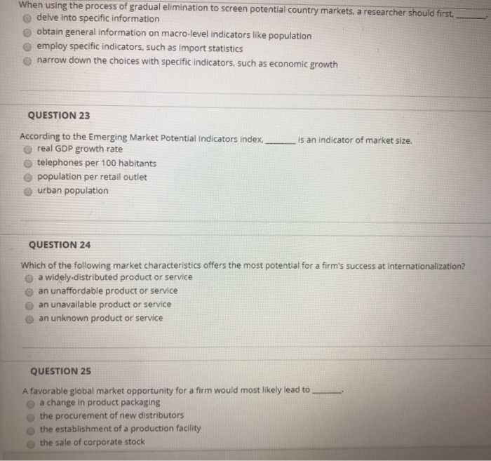 Solved When using the process of gradual elimination to | Chegg.com