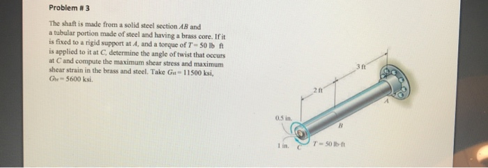 Solved Problem #3 The shaft is made from a solid steel | Chegg.com