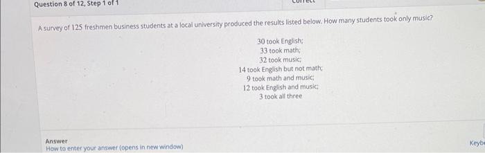 Solved A survey of 125 freshmen business students at a local | Chegg.com