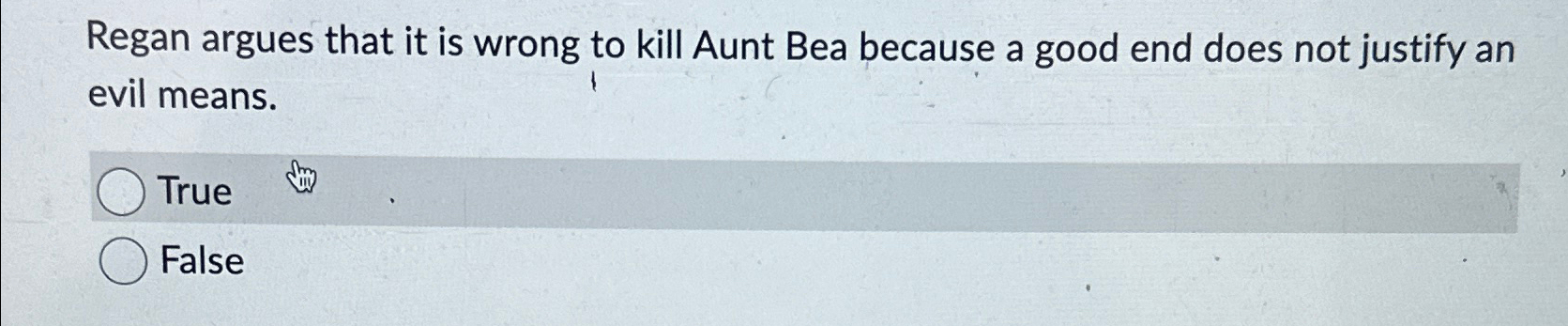 Solved Regan argues that it is wrong to kill Aunt Bea | Chegg.com