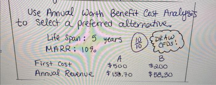 Solved Use Annual Worth Benefit Cost Analysis to select a | Chegg.com