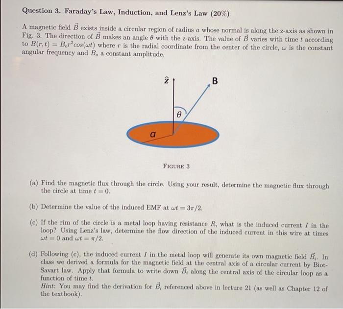 Solved Question 3. Faraday's Law, Induction, And Lenz's Law | Chegg.com