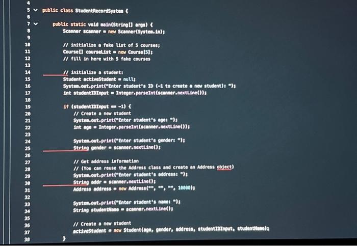 Create a Student Record System in Java that allows | Chegg.com