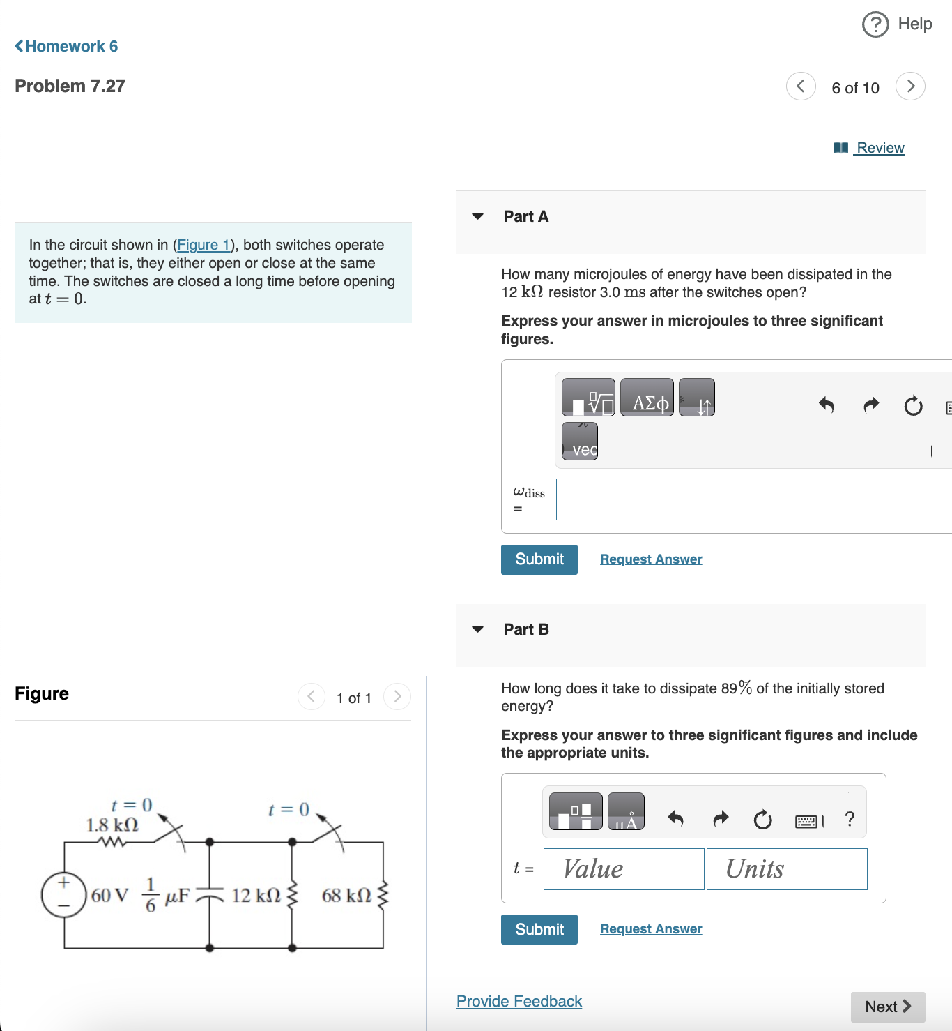 Solved PLEASE COMPLETE PARTS A AND BIn the circuit shown in | Chegg.com